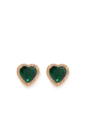 My Love Heart Studs, Emerald